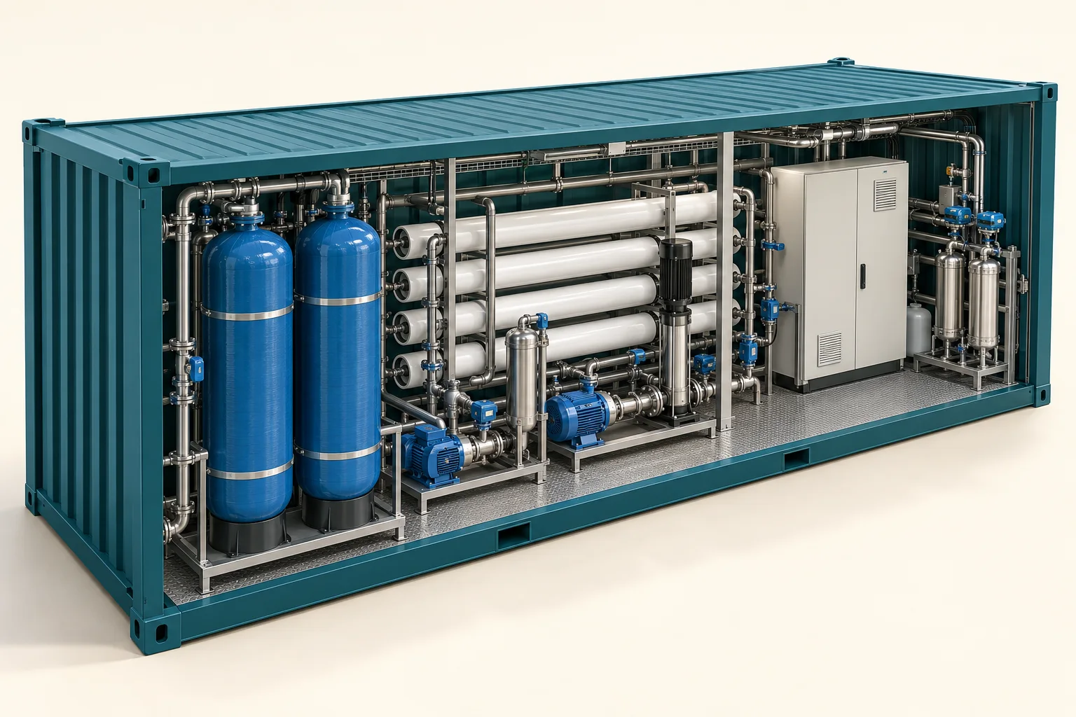 3D concept illustration: Modular treatment plants